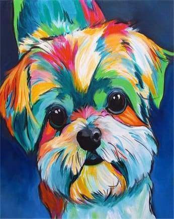 Malen nach Zahlen fŸr Erwachsene |ÊBunter Hund 2 | Figured'Art