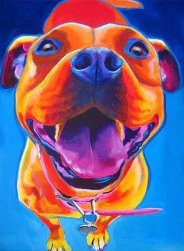 Malen nach Zahlen fŸr Erwachsene |ÊBunter Hund mit ausgestreckter Zunge | Figured'Art