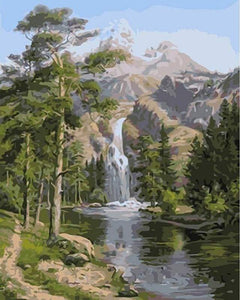 Malen nach Zahlen fŸr Erwachsene |ÊWasserfall in den Bergen | Figured'Art