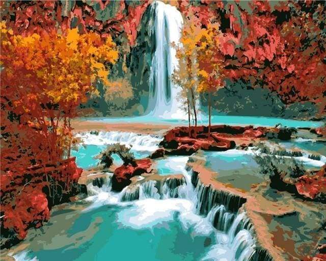 Malen nach Zahlen Erwachsene Wasserfall Figured'Art