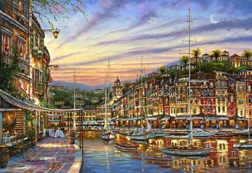 Malen nach Zahlen fŸr Erwachsene |ÊSonnenuntergang in La Marina | Figured'Art