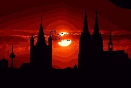 Malen nach Zahlen fŸr Erwachsene |ÊSonnenuntergang auf dem Schloss | Figured'Art