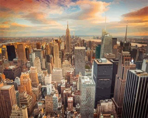 Malen nach Zahlen fŸr Erwachsene |ÊSonnenuntergang über New York | Figured'Art