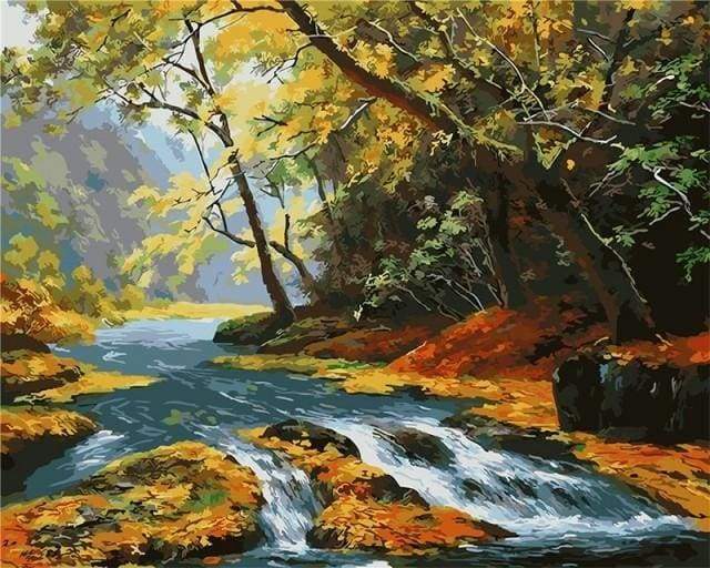 Malen nach Zahlen fŸr Erwachsene |ÊFließender Fluss | Figured'Art