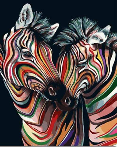 Malen nach Zahlen fŸr Erwachsene |ÊBuntes Zebrapaar | Figured'Art