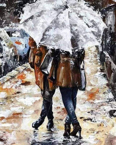 Malen nach Zahlen fŸr Erwachsene |ÊPaar unter einem Regenschirm | Figured'Art