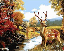 Laden Sie das Bild in den Galerie-Viewer, Malen nach Zahlen fŸr Erwachsene |ÊHirsch am Bach | Figured&#39;Art