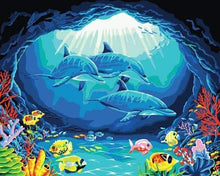 Laden Sie das Bild in den Galerie-Viewer, Malen nach Zahlen fŸr Erwachsene |ÊDelfine in der Höhle | Figured&#39;Art