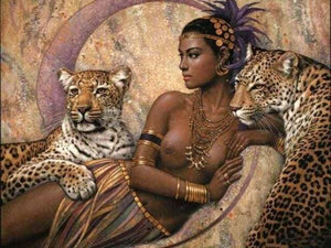 Malen nach Zahlen fŸr Erwachsene |ÊGöttin und Leoparden | Figured'Art