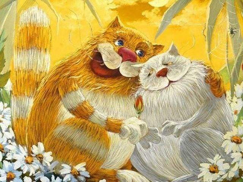 Malen nach Zahlen fŸr Erwachsene |ÊZwei Liebende Katzen | Figured'Art