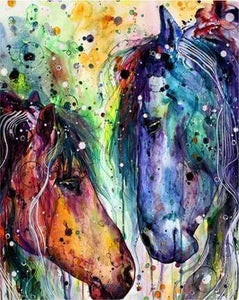 Malen nach Zahlen fŸr Erwachsene |ÊZwei Pferde in Farben | Figured'Art