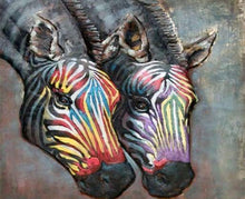 Laden Sie das Bild in den Galerie-Viewer, Malen nach Zahlen fŸr Erwachsene |ÊZwei bunte Zebras | Figured&#39;Art