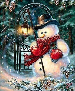 Diamond Painting, Schneemann mit rotem Schal