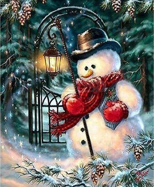 Diamond Painting, Schneemann mit rotem Schal