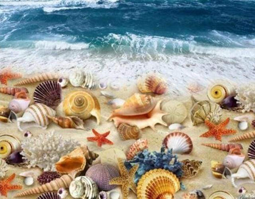 Diamond Painting, Strand und Muscheln