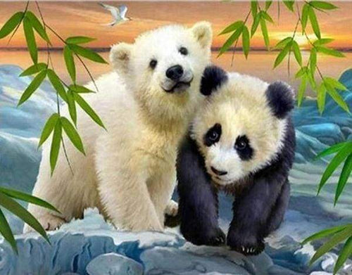 Diamond Painting, Bär und Panda