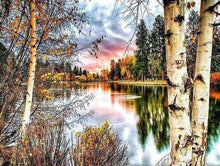 Laden Sie das Bild in den Galerie-Viewer, Diamond Painting, Birken und See