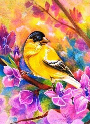 Diamond Painting, Vogel und Blumen