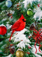 Laden Sie das Bild in den Galerie-Viewer, Diamond Painting, Vogel auf Weihnachtsbaum