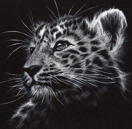 Diamond Painting, Leopard in schwarzweiß