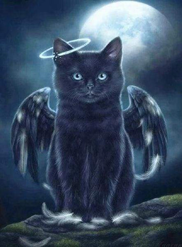Diamond Painting, Schwarze Katzen-Engel
