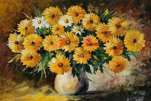 Diamond Painting, Gelber Blumenstrauß