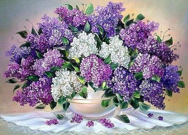 Diamond Painting, Lila Blumenstrauß