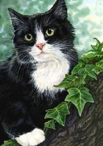 Diamond Painting, Katze auf dem Zweig