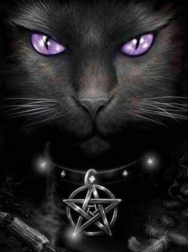 Diamond Painting, Katze mit violetten Augen
