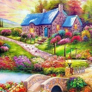Diamond Painting, Buntes Landhaus
