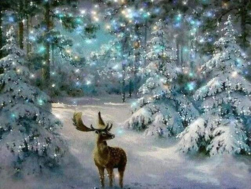 Diamond Painting, Hirsch im Winter