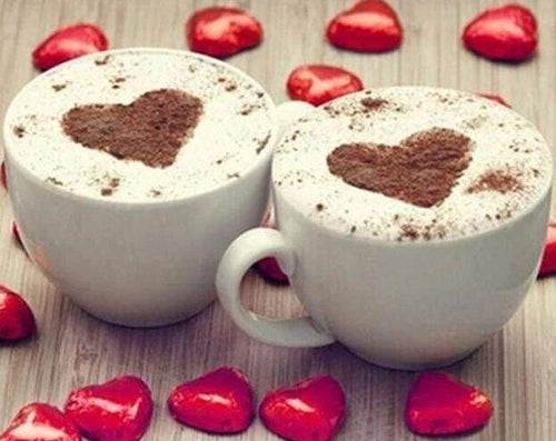 Diamond Painting, Zwei Cappuccinos