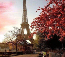 Laden Sie das Bild in den Galerie-Viewer, Diamond Painting, Eiffelturm und rote Blumen