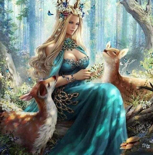 Diamond Painting, Prinzessin mit Hirschen
