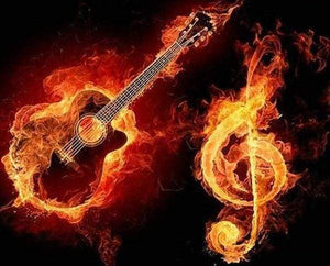 Diamond Painting, Brennende Gitarre