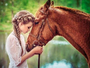 Diamond Painting, Mädchen und Pferd