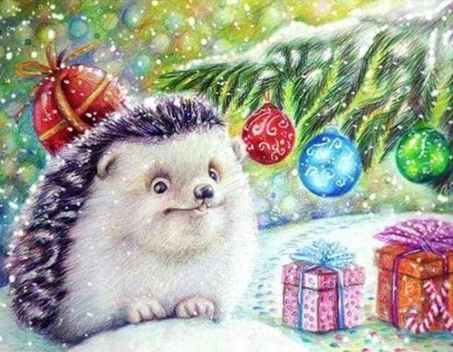 Diamond Painting, Igel und Geschenke