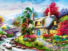 Laden Sie das Bild in den Galerie-Viewer, Diamond Painting, Haus am Ufer des Bachs