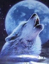 Laden Sie das Bild in den Galerie-Viewer, Diamond Painting, Heulender Wolf und Vollmond