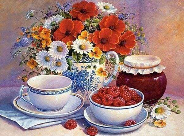 Diamond Painting, Marmelade und Himbeere