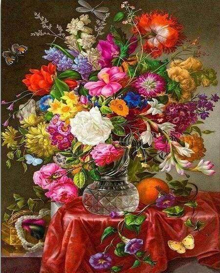 Diamond Painting, Großer Blumenstrauß