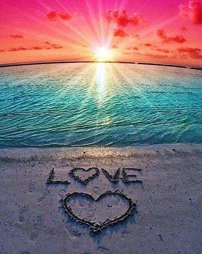 Diamond Painting, Liebe auf dem Sand