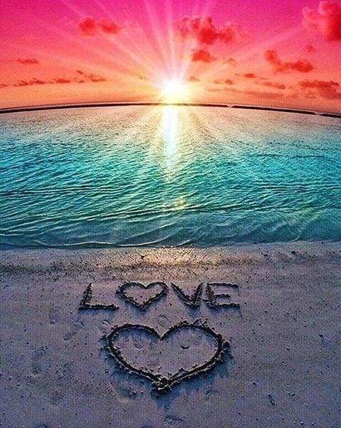 Diamond Painting, Liebe auf dem Sand
