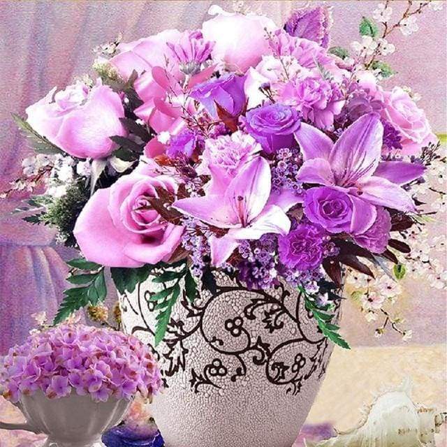Diamond Painting, Violette Blumen