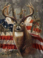 Laden Sie das Bild in den Galerie-Viewer, Diamond Painting, Rentiere und amerikanische Flagge