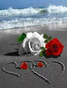 Diamond Painting, Rosen auf dem Strand