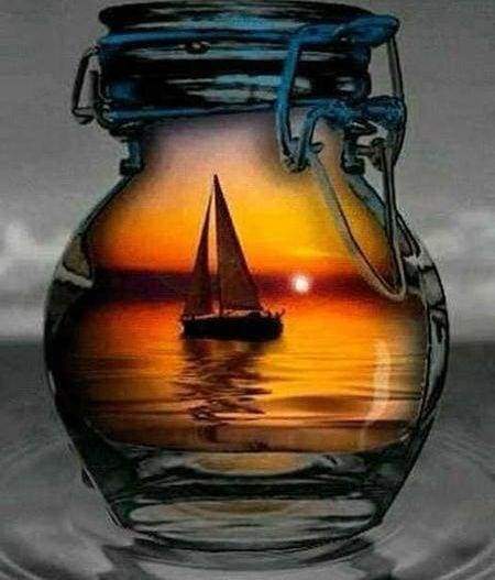 Diamond Painting, Segelboot und Vase