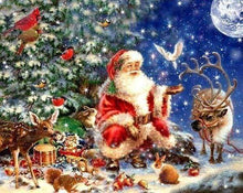 Laden Sie das Bild in den Galerie-Viewer, Diamond Painting, Weihnachtsmann und Tiere