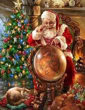Laden Sie das Bild in den Galerie-Viewer, Diamond Painting, Weihnachtsmann und Katze