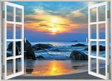 Laden Sie das Bild in den Galerie-Viewer, Diamond Painting, Meerblick Fenster